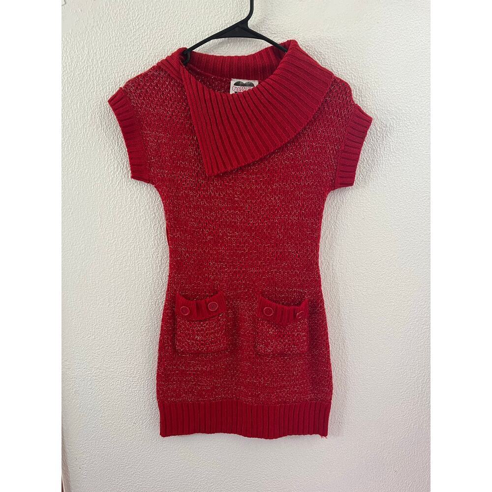 Cherry Stix Girls Cozy Y2K Youth Knit Sweater Dress Pockets Red, Size Large - Picture 2 of 8